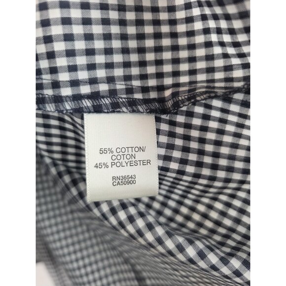 Van Heusen Women's Shirt Size Large Black Gingham Plaid 3/4 Sleeve Button Down - Picture 7 of 9